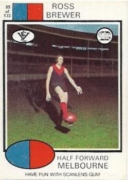 1975 Scanlens VFL #85 Ross Brewer Front